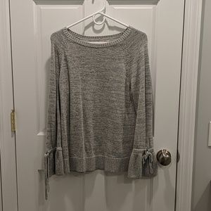 Loft gray tie sleeve sweater